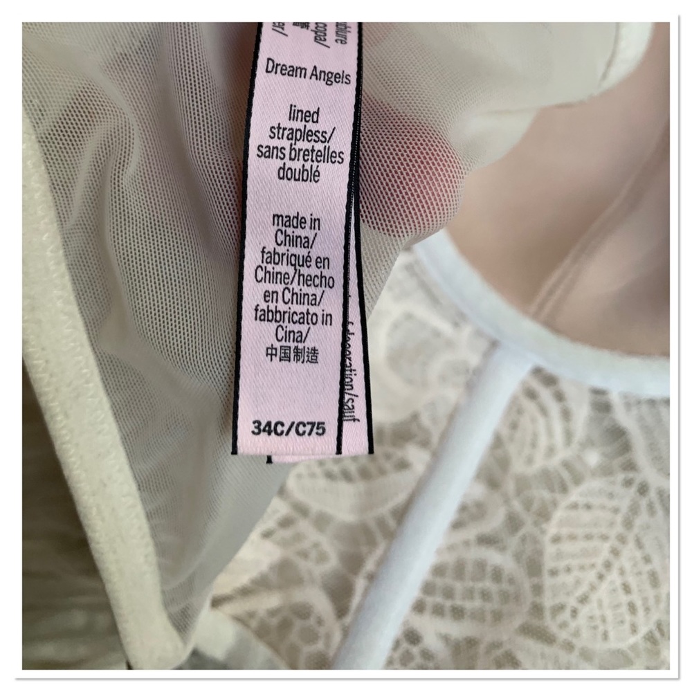 Victoria’s Secret Dream Angels Longline Corset Bra Floral Lace Ivory Size 34C - Picture 11 of 11